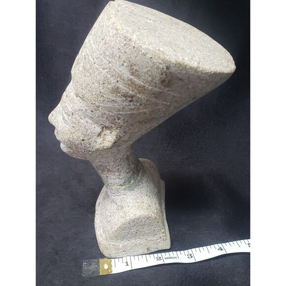 Ancient Egyptian Queen Nefertiti Bust Statue Heavy Granite Stone - Picture 12 of 13